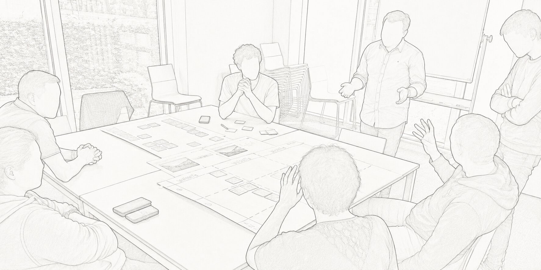 Deelnemers bespreken plannen en ideeën tijdens een interactieve participatieworkshop.